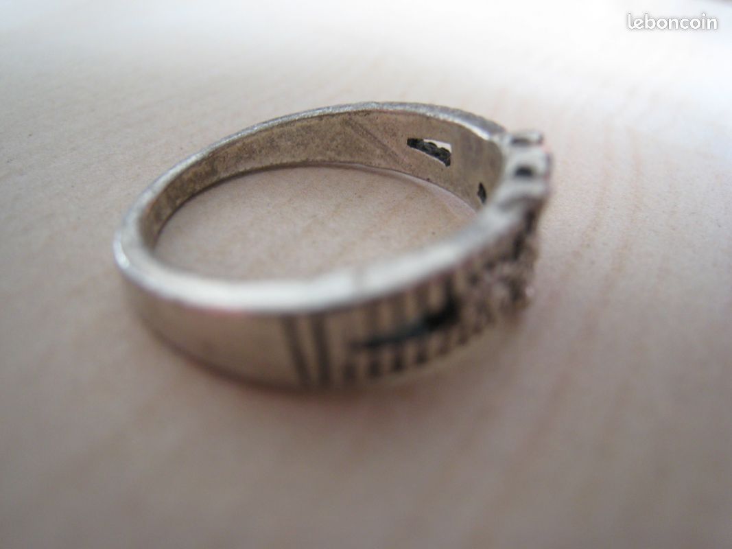 Bague Vintage Argent Massif Ciselée - Taille 56 - Bon état - Travail Artisanal
