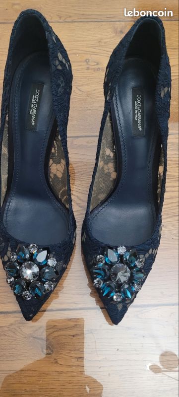 Escarpins Dolce & Gabbana En Cuir Marron Foncé - Taille 38.5 - Lacets - Occasion Très Bon état