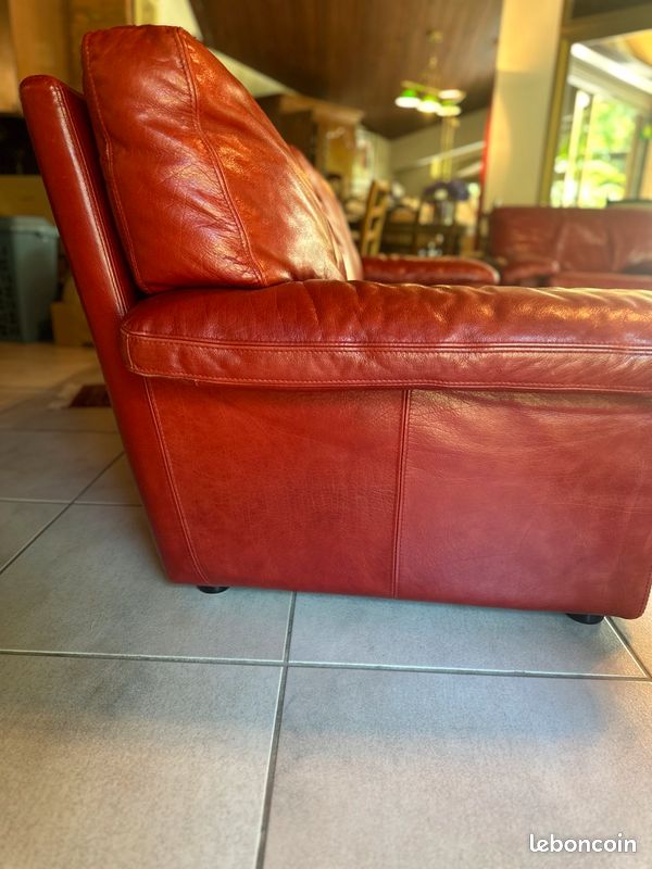 Canapé en cuir et fauteuil (image 2)