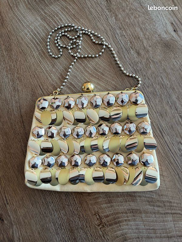 Sac De Soirée Vintage Pierre Cardin - Perles Noires, Roses Et Blanches - Années 50/60 - Authentique