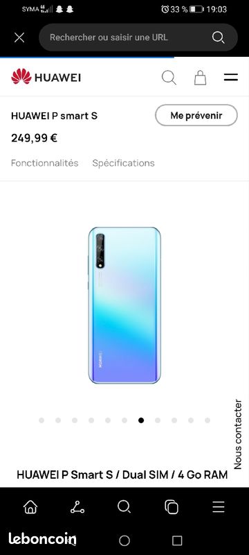 Téléphone Huawei P smart S (image 2)