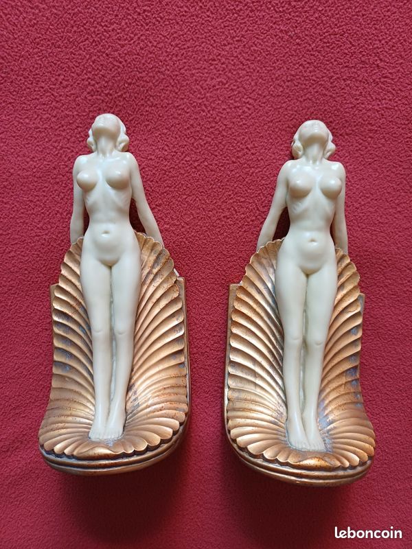 Vintage collector Serre-livres - motif nu féminin - résine (image 1)
