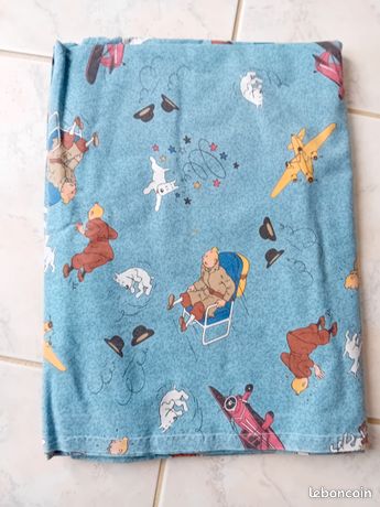 Serviette De Bain Tintin 100% Coton - 130x70cm Bleu | Serviette Absorbante Et Douce