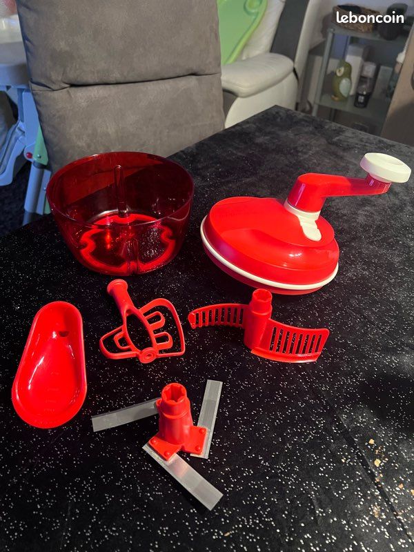Tupperware Quick Chef Hachoir Batteur Mélanger Mixer Fouet Vert En Boîte