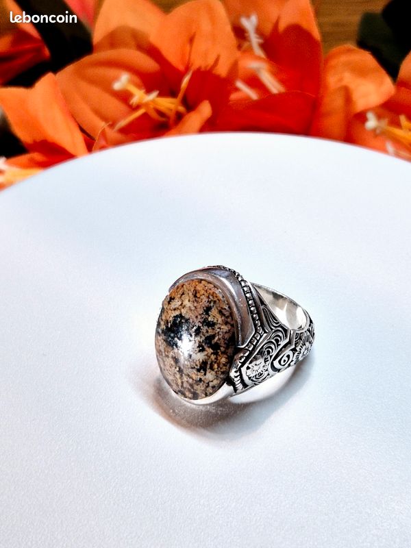 Chevalière homme agate yemen Argent 990 haute game Montres Bijoux