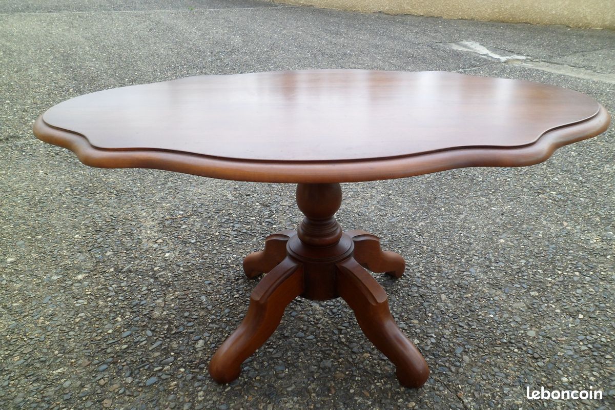 Table de salon rustique ovale en chêne massif (image 1)