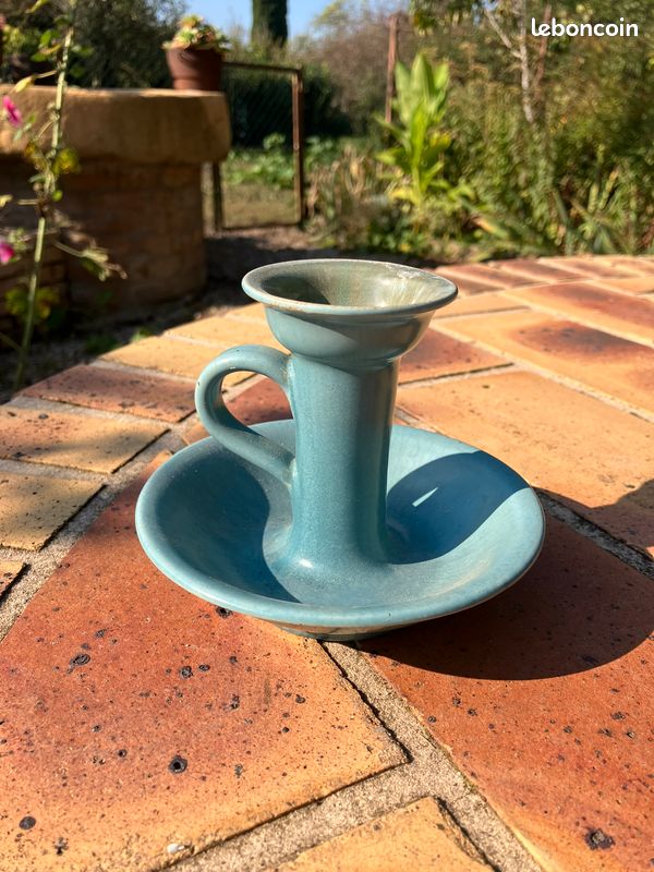 Bougeoir en verre orange fin de style moderne des années 70 - Gl - France