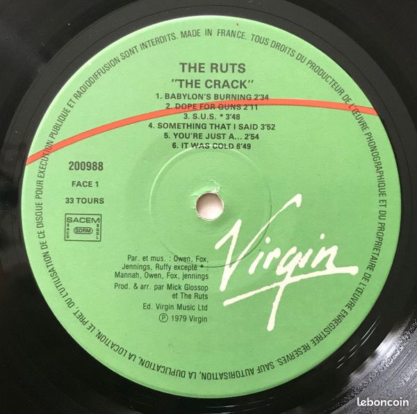 33t vinyle / THE RUTS - The Crack (1979) tb état (image 2)