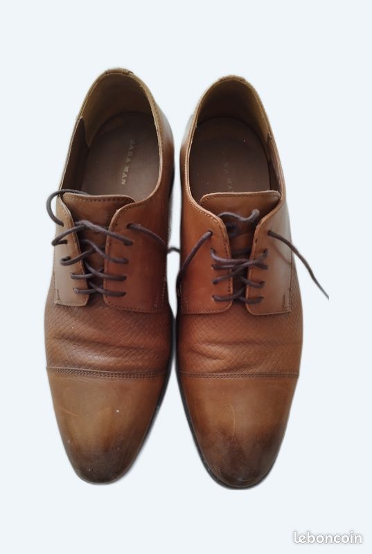 Chaussures Oxford Homme Zara Cap Toe Marron - Taille EU 43 (US 10) - Cuir - Occasion