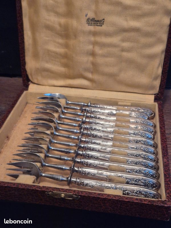 12 FOURCHETTES A Huîtres Argent Massif Minerve Emilie Puiforcat EUR 245