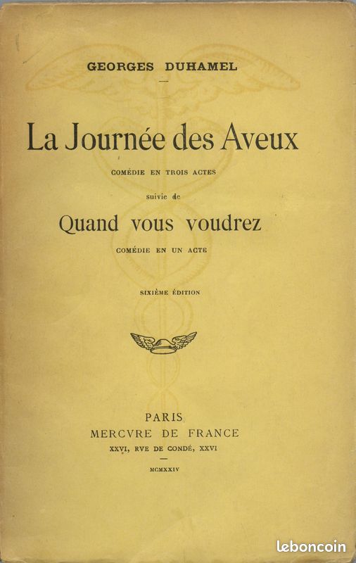 DUHAMEL GEORGES La Journée des Aveux 1924 - Quand vous Voudrez (image 1)