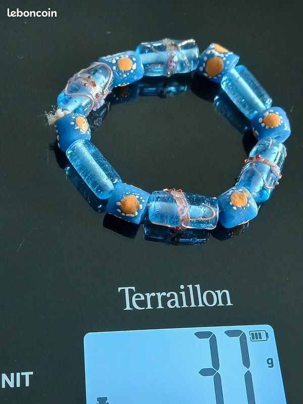 Perles Vintage En Verre Losange Bleu Pervenche - Vente Au Poids (500g), Occasion