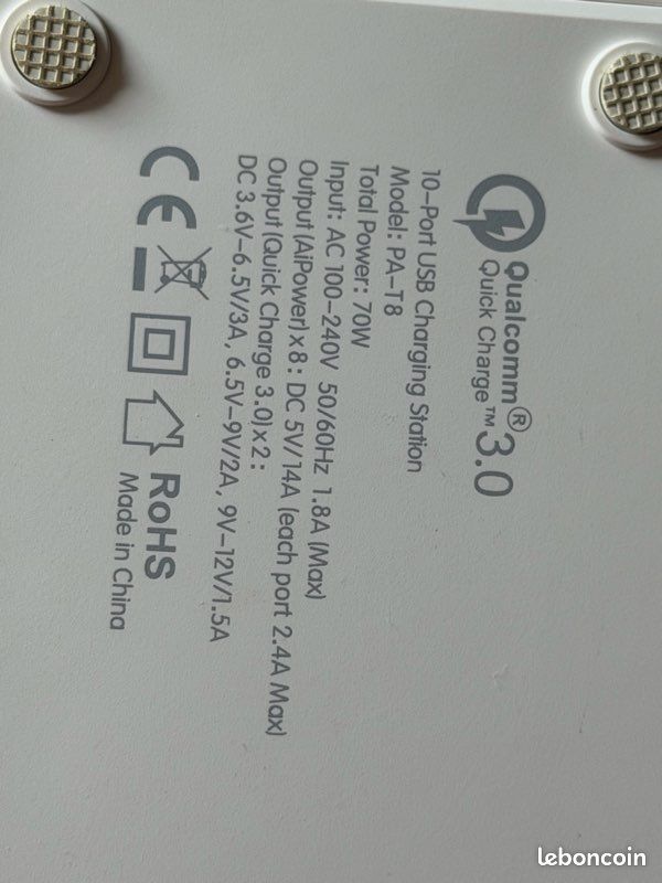 Chargeur alimenté usb 10 ports 70W (image 2)