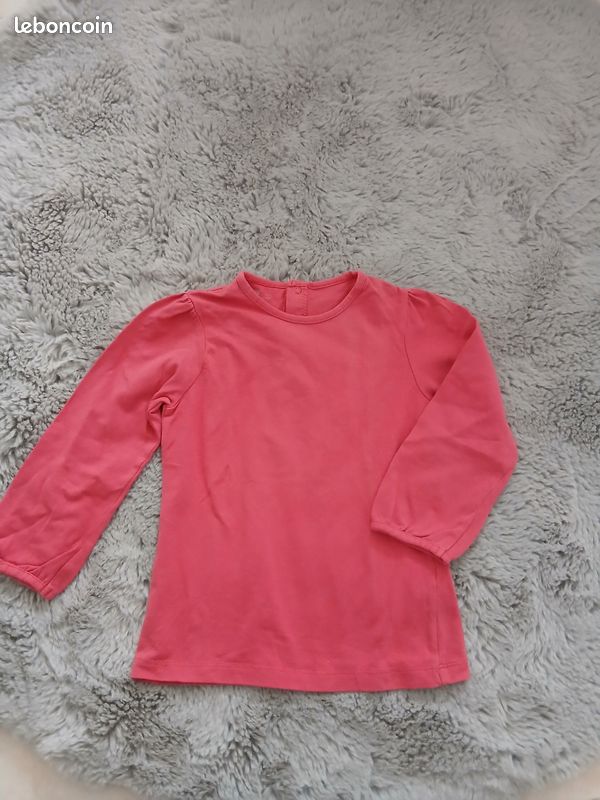 T-shirt Rose Manches Longues Imprimé Nœud Papillon Kidkanaï Pour Fille 5 Ans - Neuf Jamais Porté