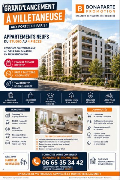 Appartement 2 pièces 38 m² · à Villetaneuse · 38 m² · 188 000 €