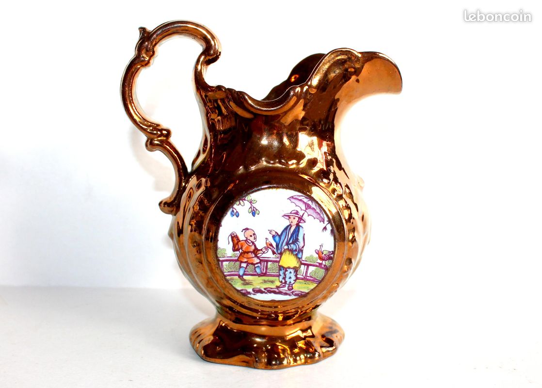 Pichet Broc Cruche Bouteille Liqueur VALLAURIS Décor De Feuille Haut 17 Cm 230195