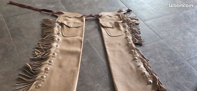 Chaps De Cowboy Western Vintage En Cuir Pleine Fleur - Fabriqués Aux USA - Taille Adulte