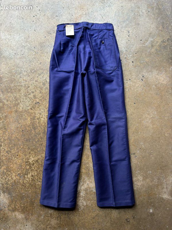 Vintage Veste de Travail Bleue en Coton Moleskine taille 48
