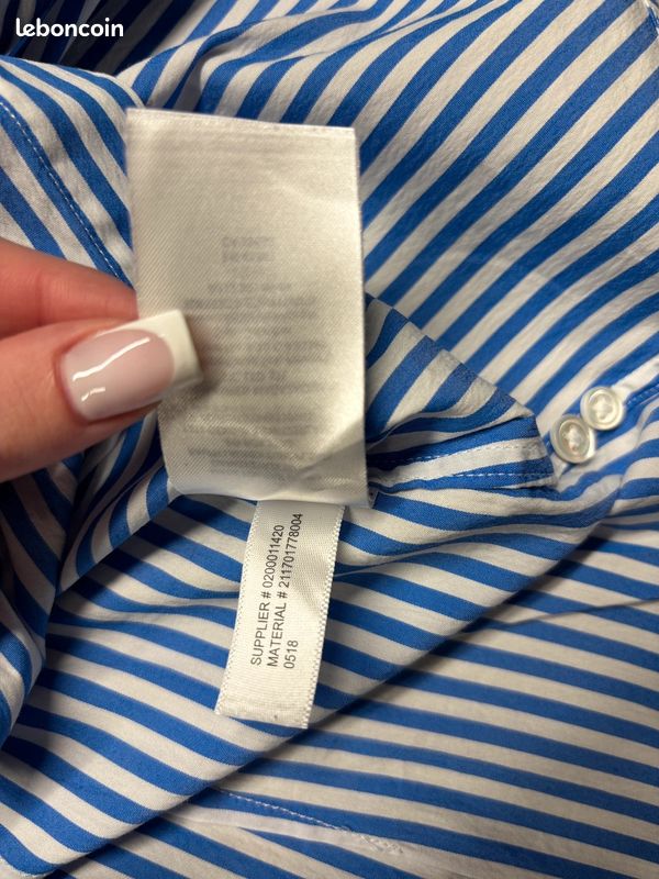 Chemise Ralph Lauren 100% coton bleue à rayures logo brodé premium | Taille 0 -> XS #SLCM70 (image 6)