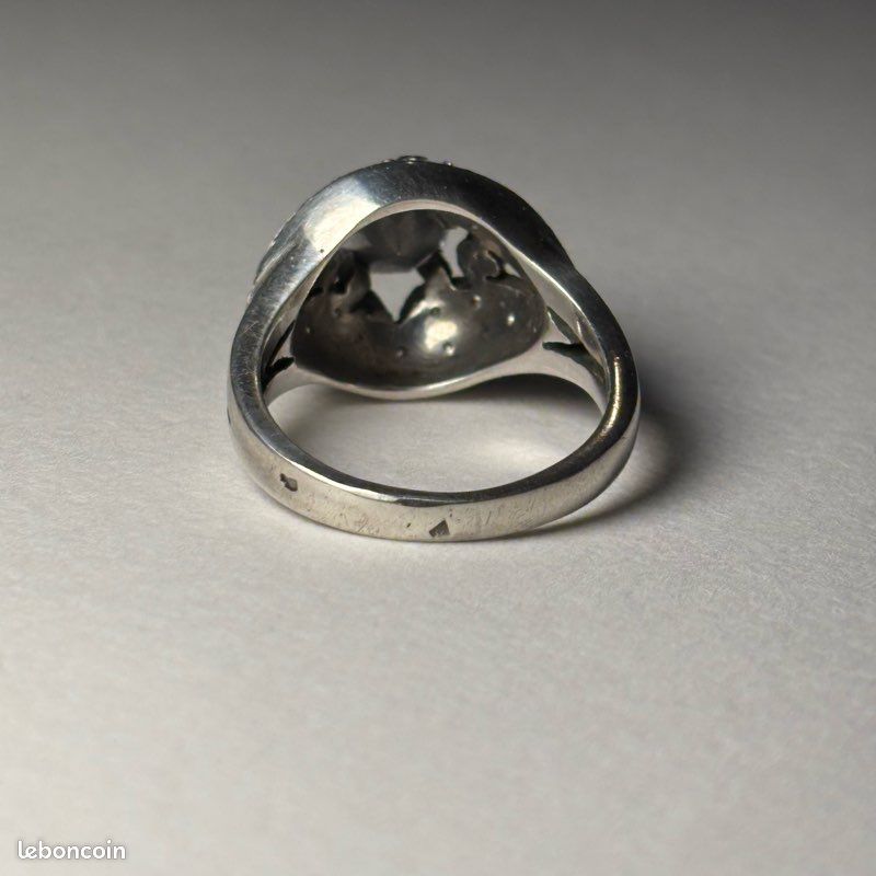 Bague Dôme à Croisillons En Argent Massif - Taille 56 - Années 70/80 - Poids 7 Grammes