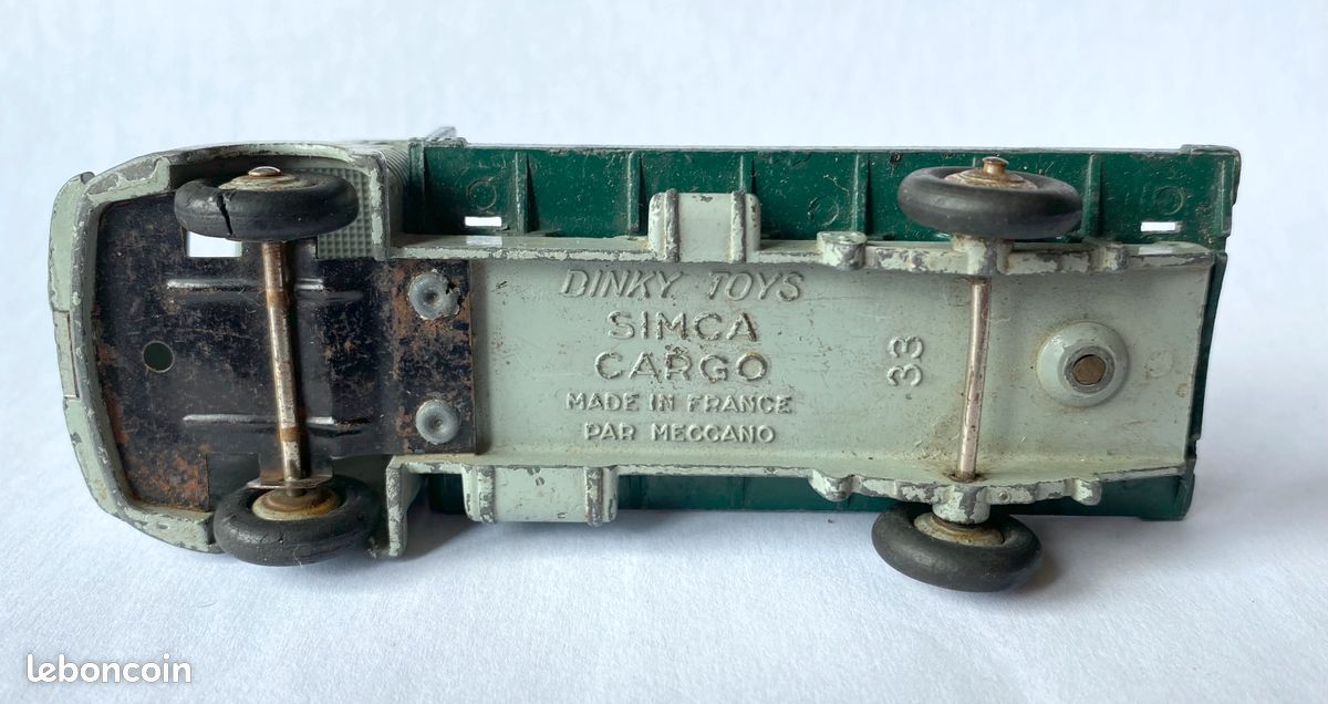 dinky toys simca cargo made in france meccano n° 33 incomplet couleur vert