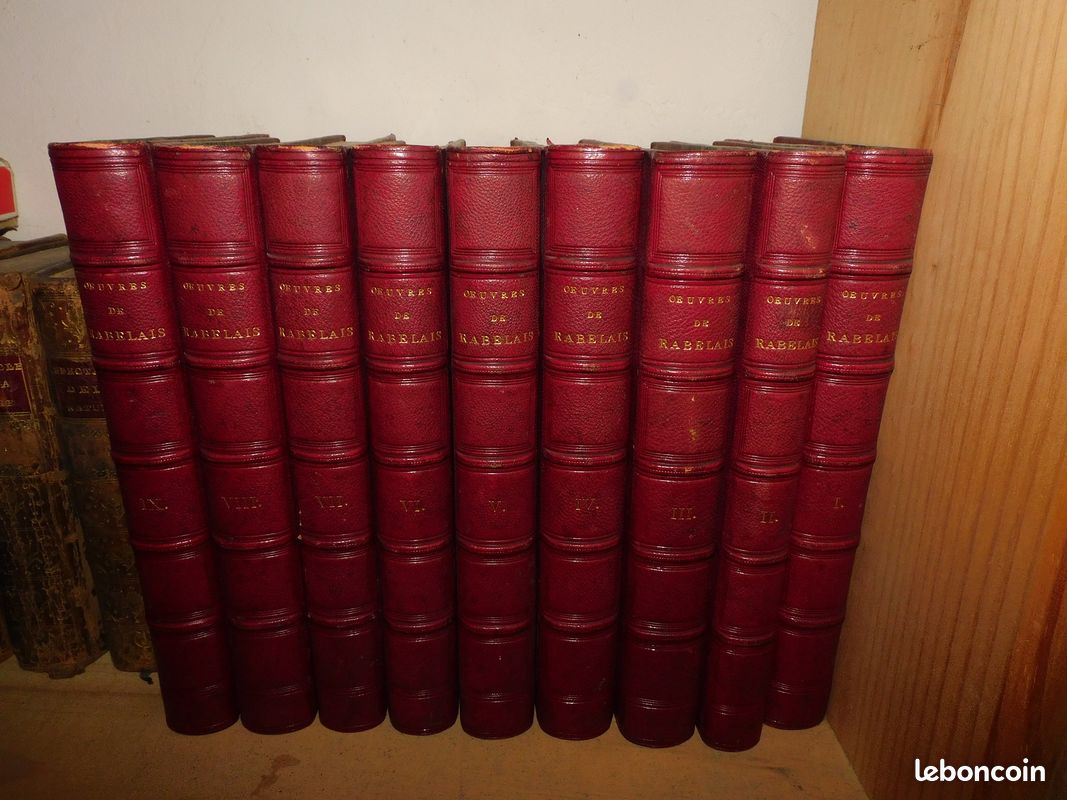 OEUVRES DE RABELAIS EN NEUF VOLUMES, Dalibon 1823 belles reliures gravures Pantagruel Gargantua contes drôlatiques Renaissance (image 1)