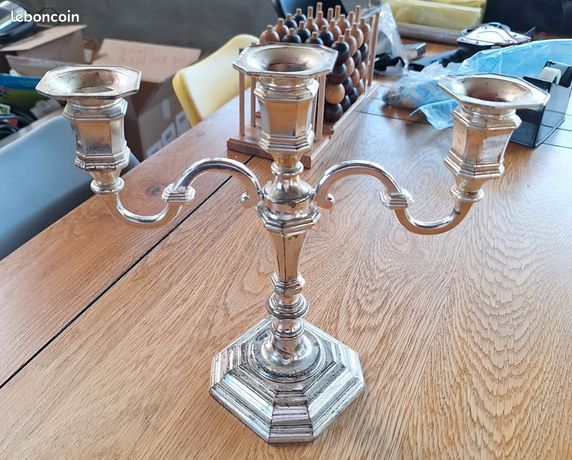 Bougeoir PETRA Métal 35 cm Argenté | Leroy Merlin