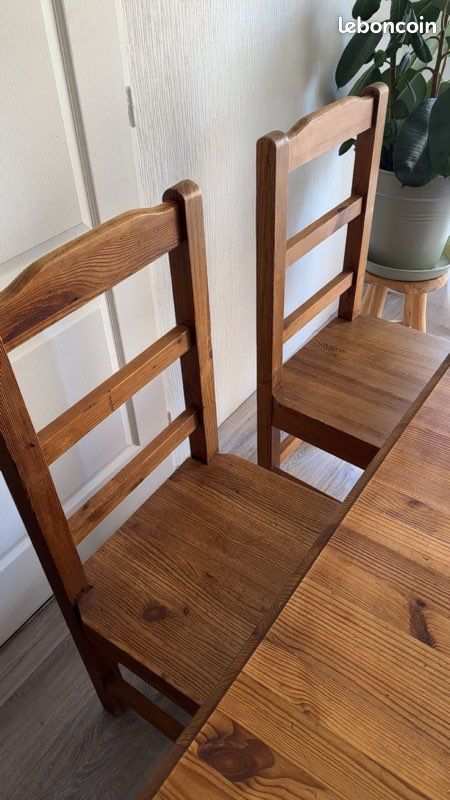 Table a manger extensible rallonges intégrées en bois mexicain + 4 chaises (image 8)