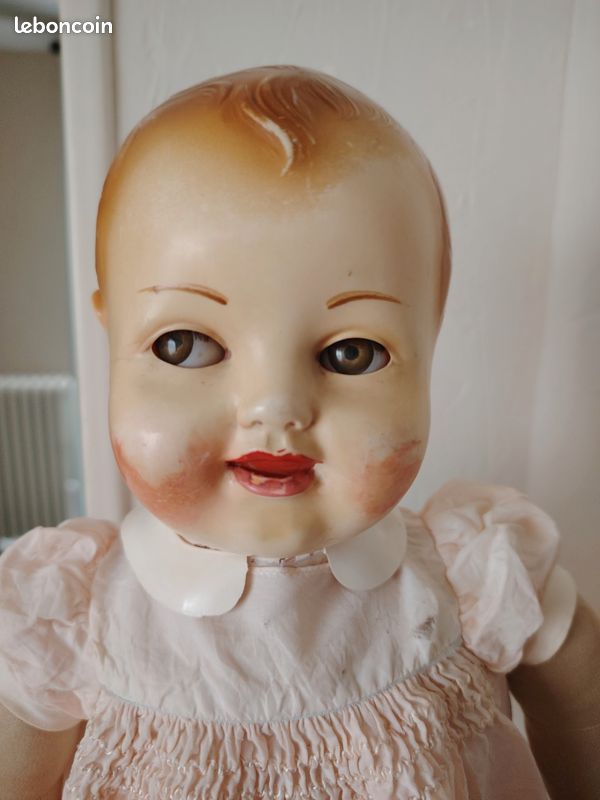Poupée ancienne type Raynal toile/tissu 39 cm