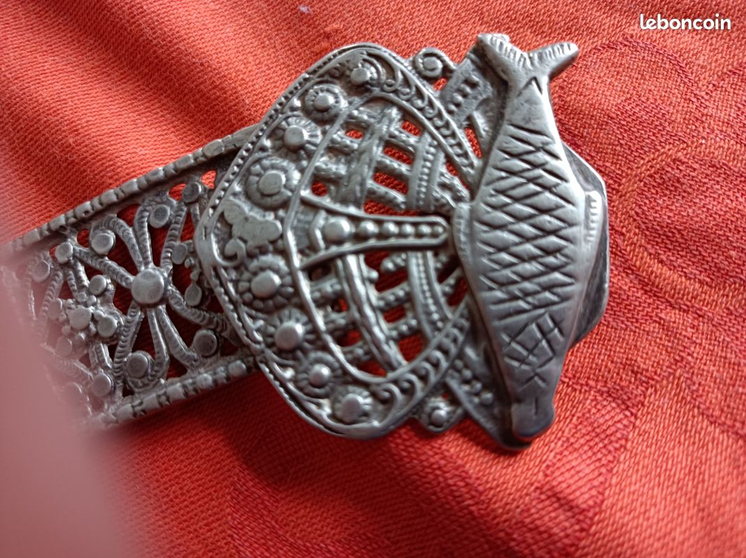 Ceinture Traditionnelle Chaoui En Argent Massif - Pièce Antique / Ancienne