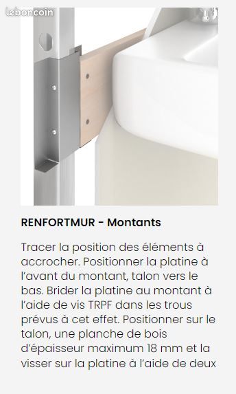 PLATINE DE RENFORT POUR MONTANT, FOURRURE et plaque de platre ...cloison ... (image 4)