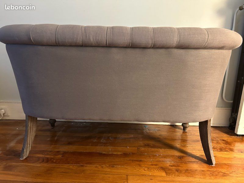 Banquette capitonnée en lin gris (image 8)