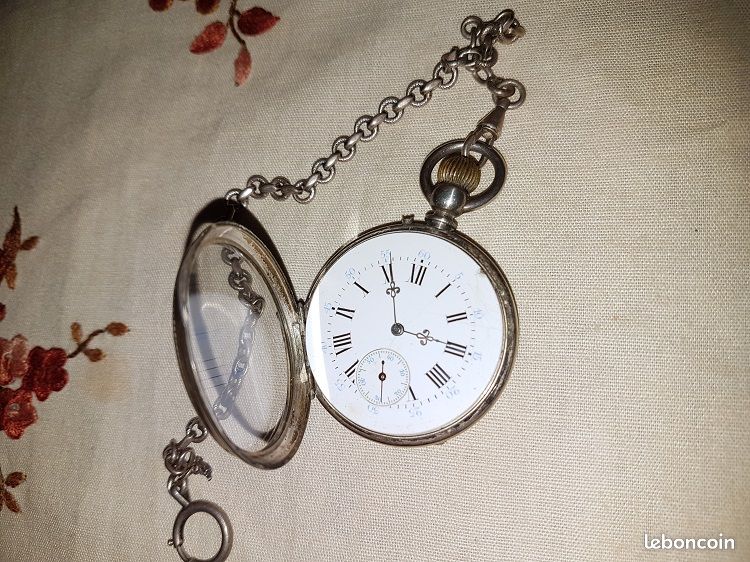 Montre De Poche Homme En Argent Massif Du 19ème Siècle - Remontoir à Clé, Mouvement Mécanique Manuel, Occasion