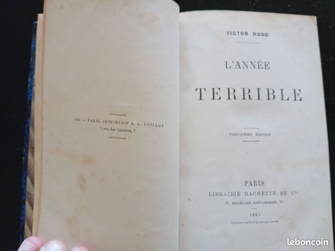 Victor Hugo, L'ANNEE TERRIBLE, Hachette et Cie, 1883 (image 2)