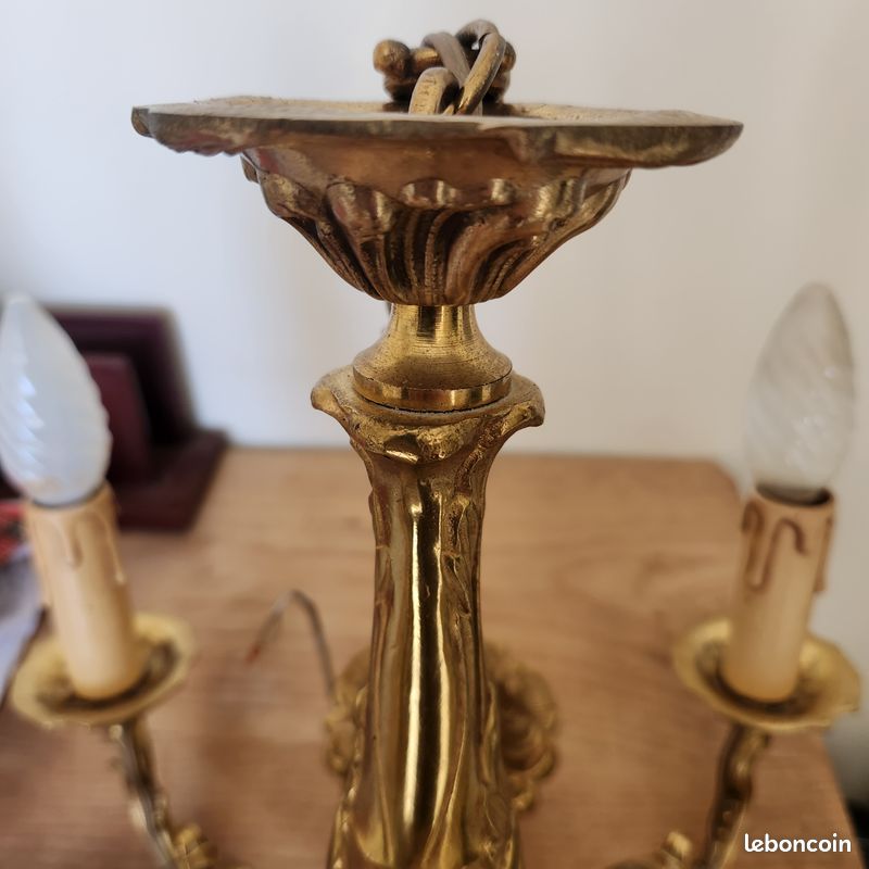 Lustre en bronze 4 branches (image 6)