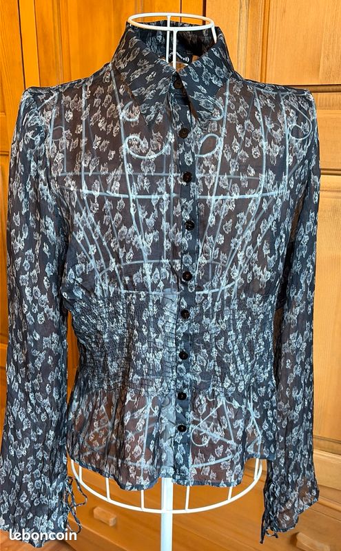 Chemisier Femme Rag & Bone En Soie Chiffon - Imprimé Floral Beige - Taille XS - Occasion Très Bon état