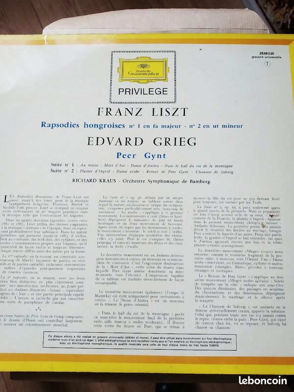 Vinyle Franz LISZT et Edvard GRIEG (image 2)