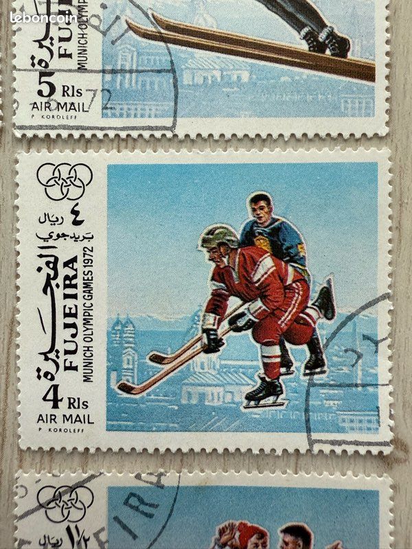 2 Timbres Argent Émirats Arabes Unis 1972 - JO Allemagne Ras Al Khaima MNH