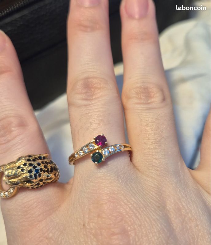 Bague En Or 18 Carats Avec Rubellite - Taille 56 - Or Rose - Occasion Excellent état