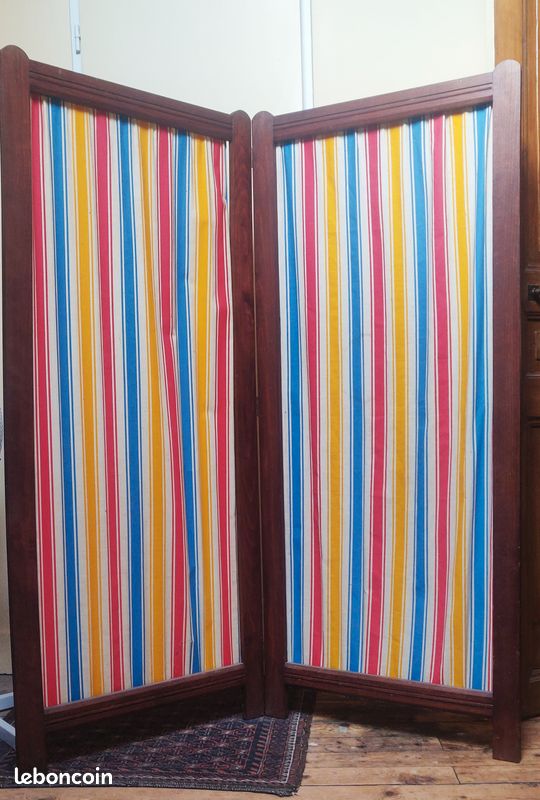 Paravent bois et tissu 120X150cm Années 1900 (image 1)