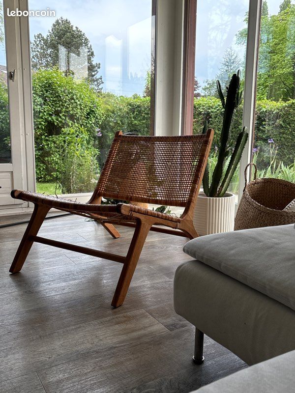 Fauteuil chaise naturel rotin et teck maison du monde (image 1)