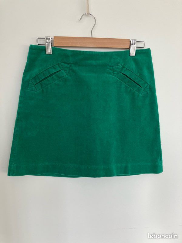 Mini jupe velours émeraude forme trapèze T36 Monoprix (image 5)