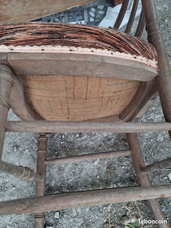 Lots de 5 chaises anciennes avec assise en velours (image 4)
