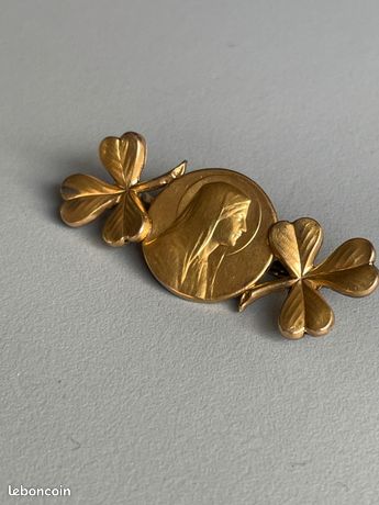 Broche Ancienne En Plaque Or – Modèle Fix – Ref10355J