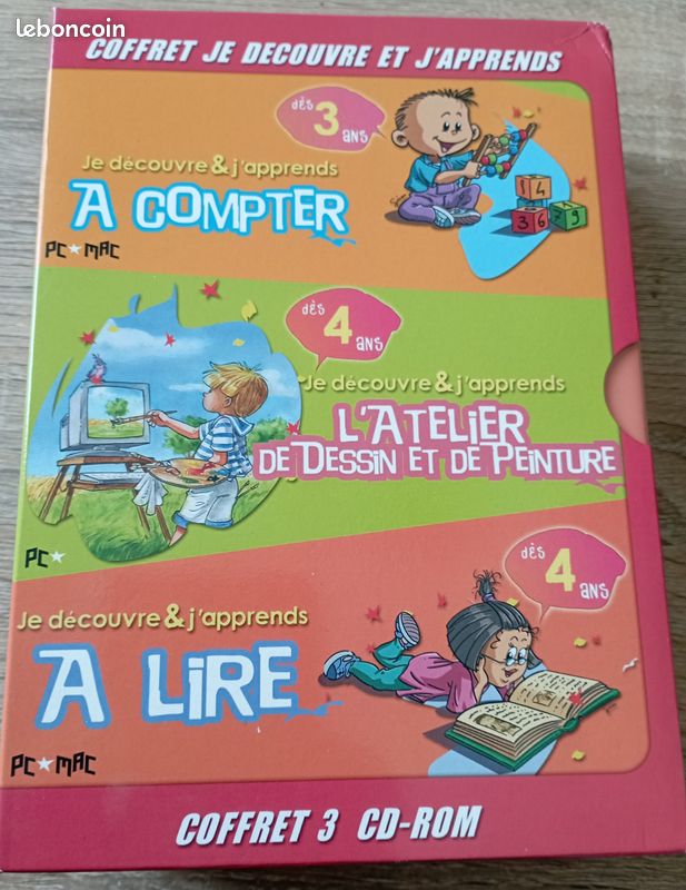 Coffret 3 Cd-rom Je découvre et j'apprends à compter, l'atelier de dessin et de peinture, à lire (image 1)