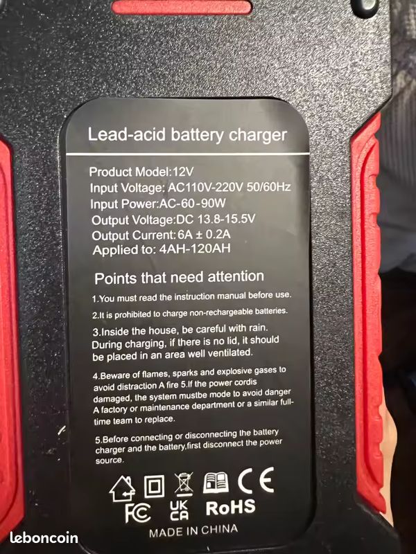 Chargeur de batterie intelligent 12V – 6A (image 2)