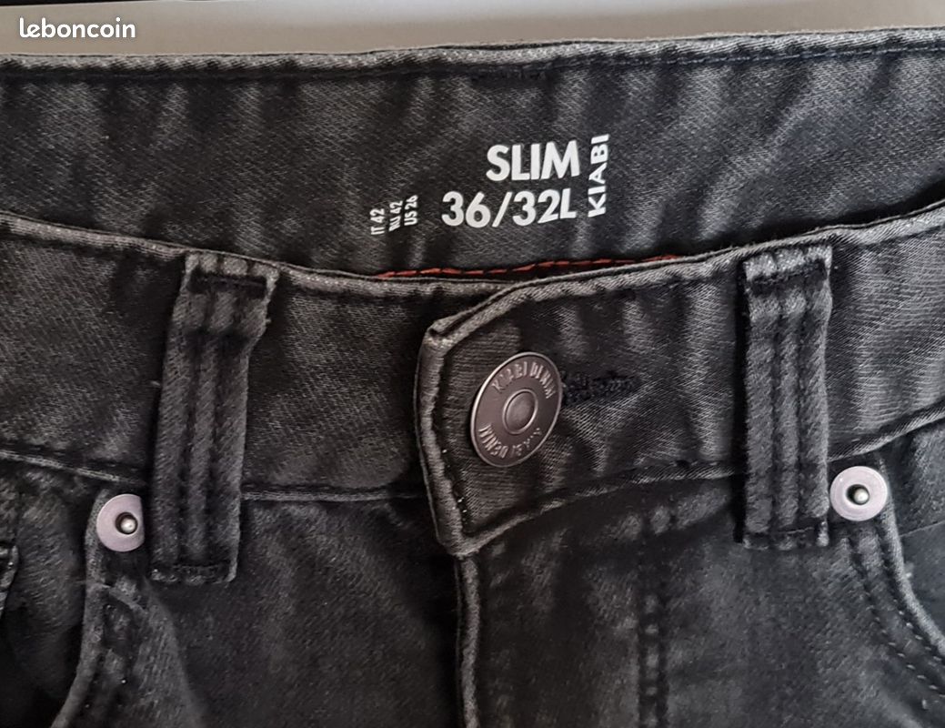 Jeans Slim Homme Taille 34 Noir (image 2)