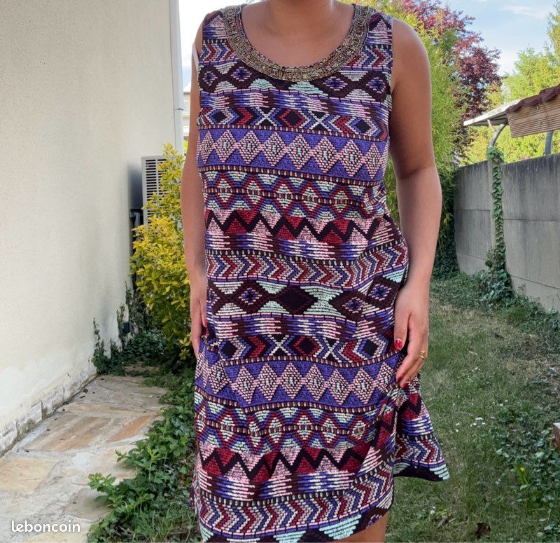 Robe manches courtes strass sequins bohème Vintage Itgirls Copenhague style multicolore (image 10)