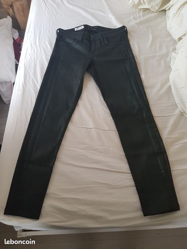 Pepe Jeans slim enduit huilé vert foncé W27 L30 (image 1)