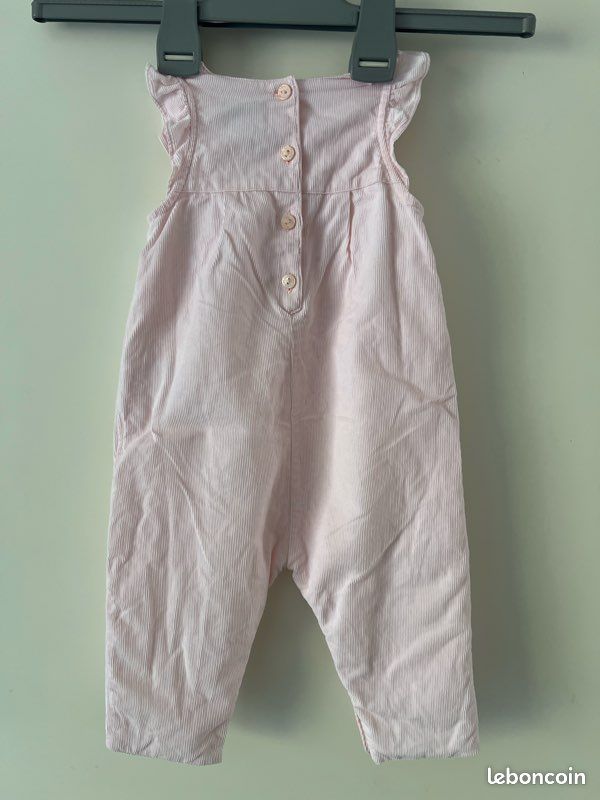 Salopette en velours rose coton fille 6 mois Cyrillus (image 8)